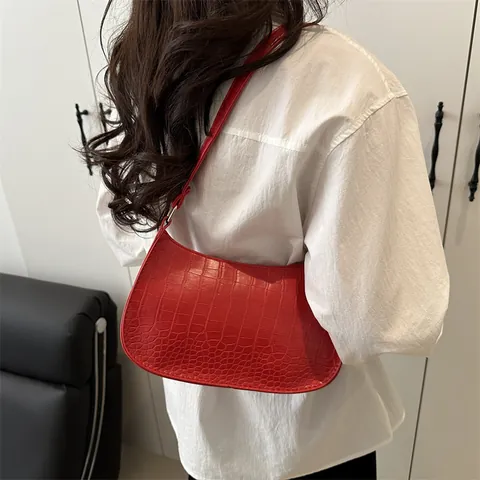 Borsa Sottobraccio da Donna Chic con Motivo Coccodrillo Borsa a Spalla in Pelle PU Vintage Borsa Hobo Retrò per Lavoro Quotidiano