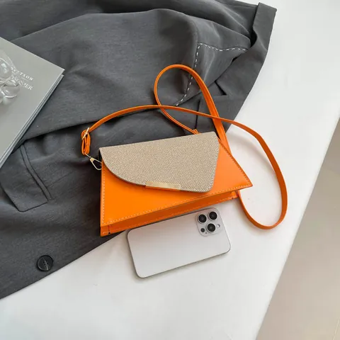 Trendy Dames PU Lederen Crossbodytas Mode Contrast Geweven Klep Schoudertas Casual Kleine Vierkante Tas Metalen Decoratie