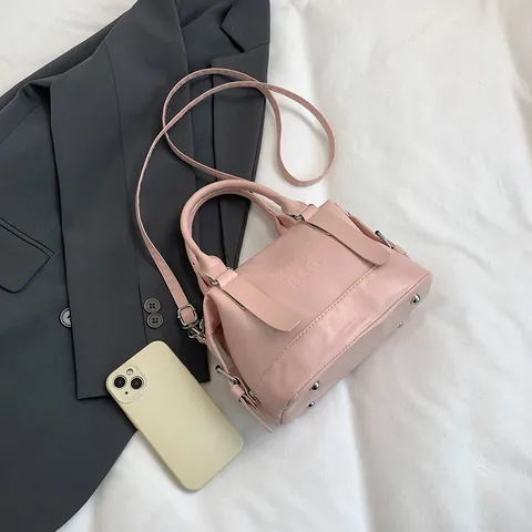 Bolso Boston de Cuero PU Minimalista para Mujer Color Sólido Con Relieve Bolso de Hombro Bandolera Con Correa Ajustable Bolso de Mano