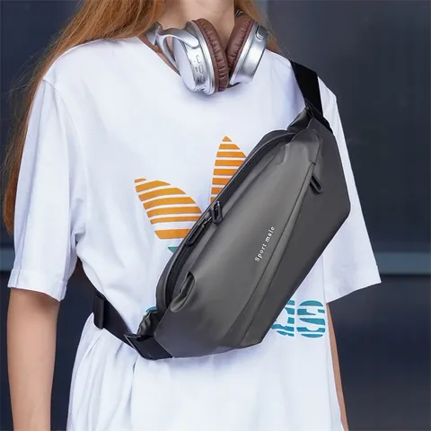 Large Capacity Water Repellent Sport Chest Bag Casual Crossbody Shoulder Bag For Men Women Outdoor Travel Streetwear Zipper Pack