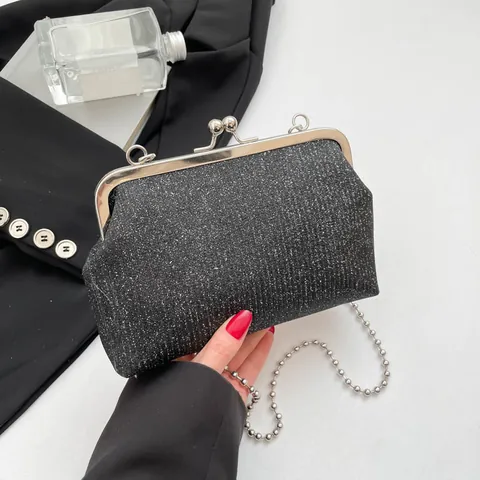 Elegante Pailletten Abend Clutch Tasche Für Damen Glitzer Metallrahmen Klippverschluss Handtasche Mit Abnehmbarer Künstliche Perlenkette