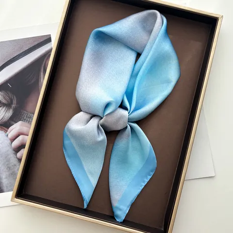 Gradient Satin Square Scarf Elegant Smudge Print Headband Neckerchief For Women Office Daily Casual Fashion Accessories