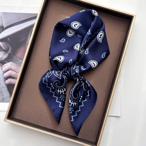 Bohemian Paisley Printed Satin Square Scarf Bandana For Women Men Vintage Paisley Pattern Scarf Elegant Neck Scarf For Hair Bags Wrist Gift