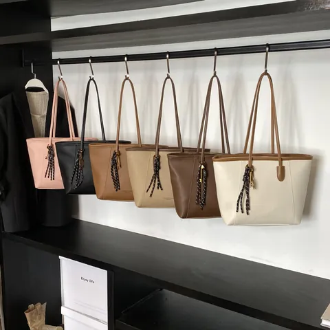 Dames Mode Grote Capaciteit PU Leer Tote Bag Lychee Patroon Minimalistisch Enkele Schoudertas Voor Dagelijks Woon Werkverkeer
