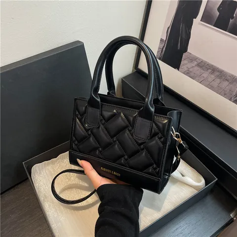 Gewatteerde PU-Leren Kleine Vierkante Tas Voor Dames Mode Crossbody Schoudertas Met Handvat Stijlvolle Dagelijkse Handtas
