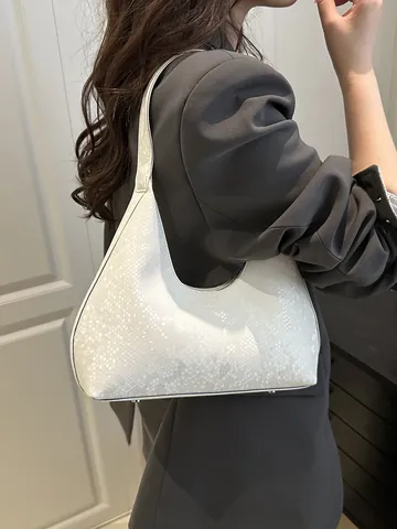 Women's Vintage Snakeskin Pattern Hobo Bag Minimalist Underarm Shoulder Bag Synthetic Leather Python Texture Fashion Commuter Handbag