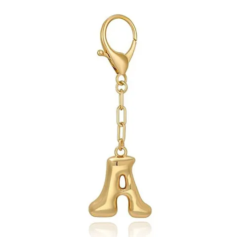 Llavero de Letra de Burbuja de Latón Chapado en Oro Alfabeto Inglés Adorno de Bolso Con Cierre de Mosquetón Joyería Personalizada