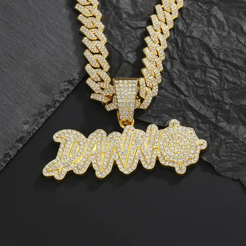 Herren Hiphop Strass Alphabet Anhänger Halskette Gold Überzogene Zinklegierung Buchstaben Anhänger Panzerkette Kordelkette Street Schmuck
