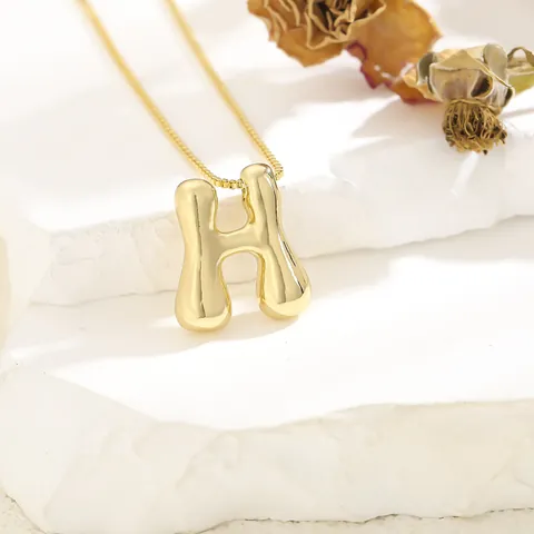 Fashion Hip Hop 3D Bubble Letter Pendant Necklace Gold Plated Copper Box Chain For Men Women Personalized Jewelry Gift