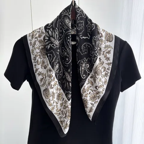 Pañuelo Cuadrado Satén Vintage Estampado Cachemira Floral Diadema Sutil Seda Elegante Bufanda Cuello Mujer Oficina Fiesta Accesorios