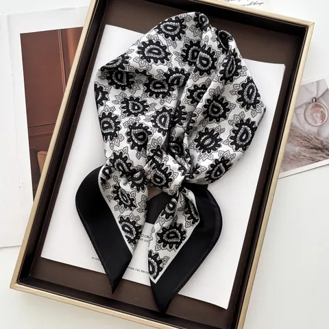 Pañuelo Cuadrado de Satén con Estampado de Cachemir Vintage para Mujer Pañuelo para la Cabeza de Moda Decorativo