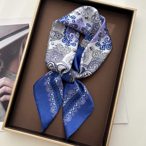Pañuelo Cuadrado Elegante para Mujer con Estampado Paisley Satén Símil Seda Bufanda para Cabeza y Cuello Accesorio