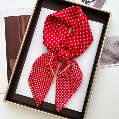 Elegante Foulard Quadrato in Raso a Pois per Donna Vintage con Stampa Paisley Simil Seta Fazzoletto da Collo Accessorio di Moda