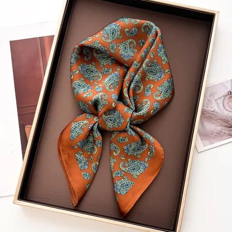 Vintage Satin Viereckiges Tuch Für Damen Paisley Blumen Leopard Punktmuster Druck Elegant Halstuch Kopftuch Mode Accessoire Schal