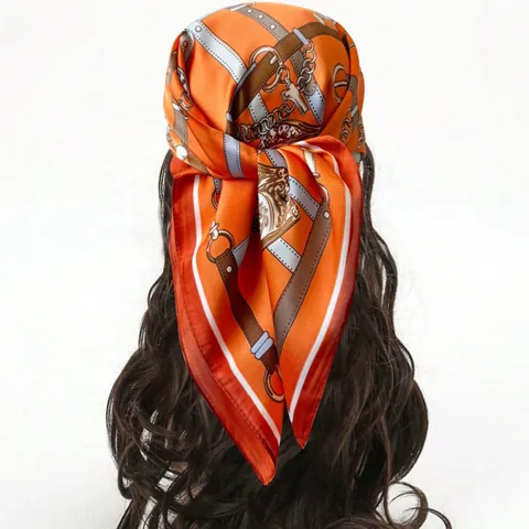 Elegant Satin Square Scarf Paisley Floral Print Bandana Head Wrap Neck Scarf For Women Fashion Hair Accessory Silk Feel Wrap