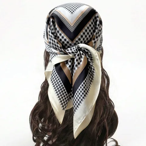 Elegant Satin Square Scarf Paisley Floral Print Bandana Head Wrap Neck Scarf For Women Fashion Hair Accessory Silk Feel Wrap