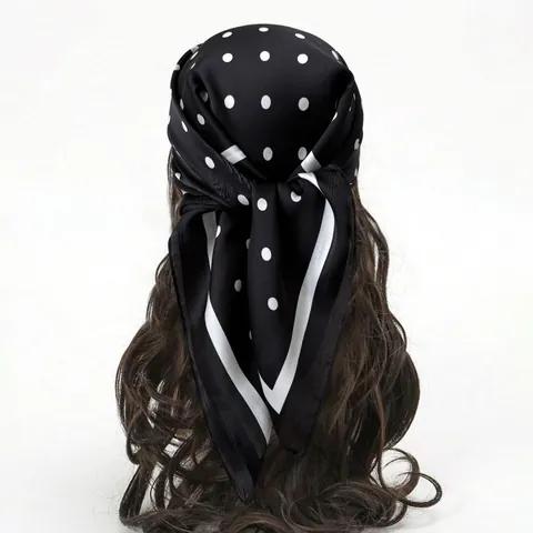 Foulard Quadrato in Satin a Pois Vintage per Donna Foulard di Seta per Capelli Sciarpa al Collo Avvolgere per Viaggio Ufficio