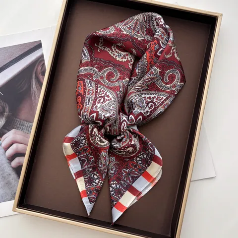 Vintage Paisley Gedrukt Satijn Vierkante Sjaal Boheems Halstuch Hoofdband Voor Vrouwen Mode Haaraccessoires Elegantie