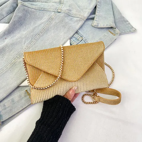 Luxus Strass Pailletten Umschlagtasche Für Damen Elegante Goldene Kette Abendtasche Für Hochzeit Party Bankett Umhängetasche