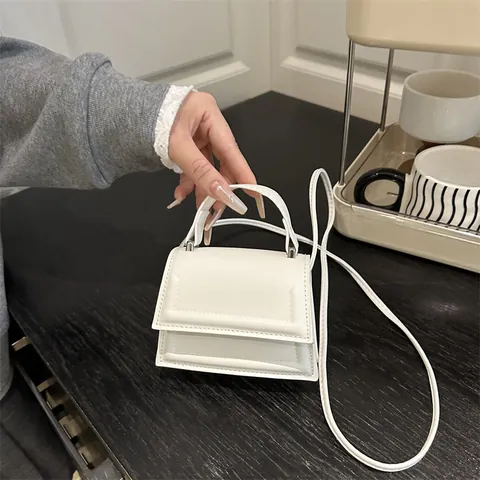 Mini Borsa a Mano in Pelle PU Minimalista per Donna Con Manico Borsa a Tracolla Elegante Piccola Borsa Quadrata Accessorio di Moda