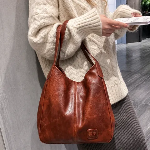 Borsa Tote In Pelle PU Vintage Grande Capacità Borsa A Tracolla Minimalista Per Donna Stile Coreano Retrò Per Ufficio