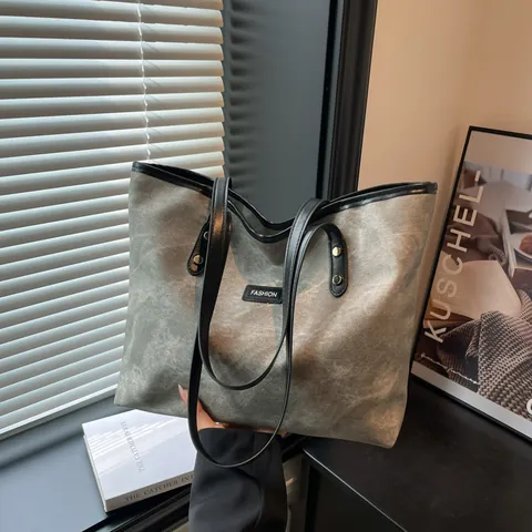 Bolso Tote de Gran Capacidad con Textura de Mármol para Mujer Bolso de Hombro de Cuero PU Color de Contraste Bolso de Mano para Oficina