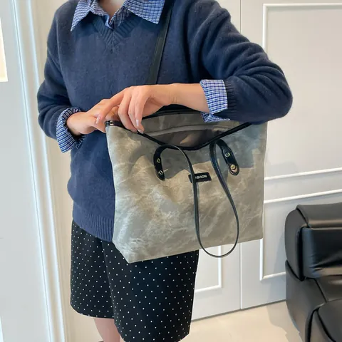 Bolso Tote de Gran Capacidad con Textura de Mármol para Mujer Bolso de Hombro de Cuero PU Color de Contraste Bolso de Mano para Oficina
