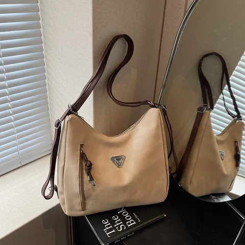 Bolso de Hombro para Mujer de Cuero PU Retro Gran Capacidad Bolso Tote Multifuncional Estilo Vintage Desgastado Correa Ajustable