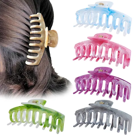 Large Resin Plastic Hair Claw Clips Marble Cloud Pattern Dragon Bone Cross Hair Clamps For Women Ponytail Bun Hair Accessories