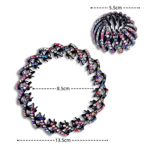 Pince à Cheveux Nid d'Oiseau Extensible Avec Strass Mat Flocage Support de Queue de Cheval Pour Femmes Accessoires Cheveux
