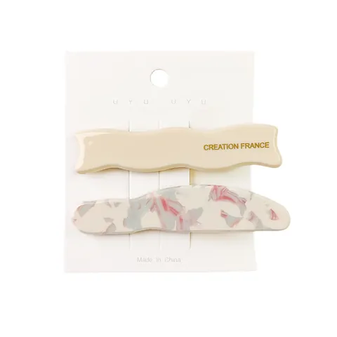 French Style Acetate Hair Clips Duo Marble Texture Wave Shaped Duckbill Clips Fashion Hair Accessories For Women Girls