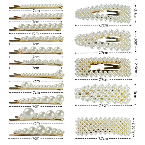 Elegante Kunstperlen Haarklammern Für Damen Legierung Gold Geometrische Snap Clips Handgefertigte Haarspangen Set Für Hochzeit Alltag