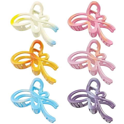 Large Gradient Color Butterfly Hair Claw Clip Hollow Matte Plastic Shark Hairpin Ponytail Holder Fashion Hair Accessory For Women