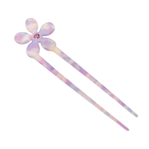 Élégante Fourche à Cheveux en Acétate Acrylique Fleur Forme de U Épingle à Cheveux Strass Accessoires de Coiffure pour Femmes