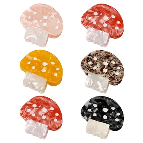 Pince à Cheveux Créative en Acétate Forme Champignon pour Femme Motif à Pois Marbre Accessoires de Mode pour Filles