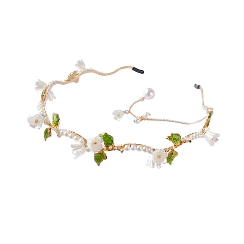 French Retro Flower Pearl Headband Alloy Imitation Pearl Rhinestone Resin Rose Hair Hoop For Wedding Party Women Jewelry