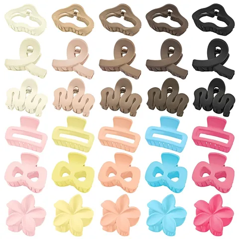 Matte Hair Claw Clip For Women Multi Shape Flower Bow Hollow Cloud Rectangle Resin Non Slip Hair Accessories Daily Hair Styling Tool
