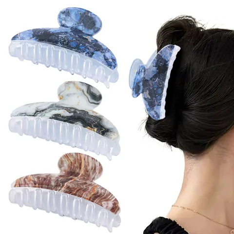 Marmormuster Halbmond Haarklammer Vielseitige Ponytail Shark Clip Harz Haarschmuck Für Damen Hair Styling Tool