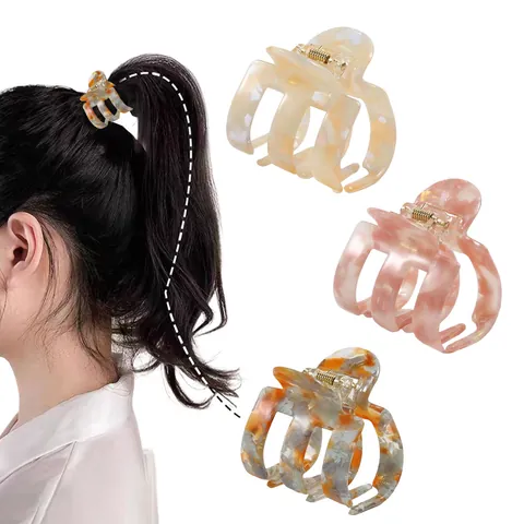 Moda Hueco Acetato Pinza de Pelo Geométrico Rectangular Mármol Leopardo Patrón Soporte de Coleta Accesorios para el Cabello Mujer