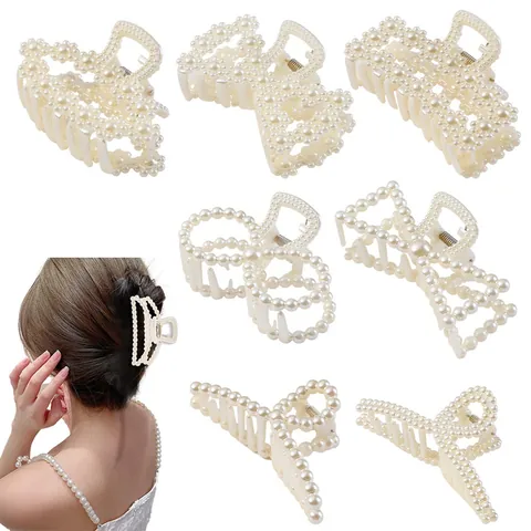 Pinces à Cheveux avec Künstliche Perles d'Imitation Style Coréen Cœur Fleur Nœud Creux Porte Queue de Cheval pour Femmes Accessoires de Cheveux Élégants
