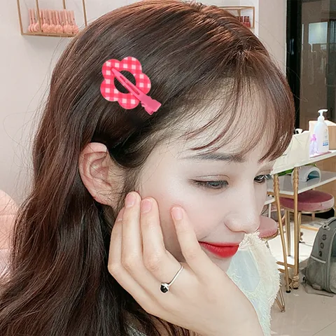 Korean Hollow Flower Star Acrylic Hair Clips Traceless Duckbill Bangs Clips For Women Girls Floral Plaid Hair Accessories