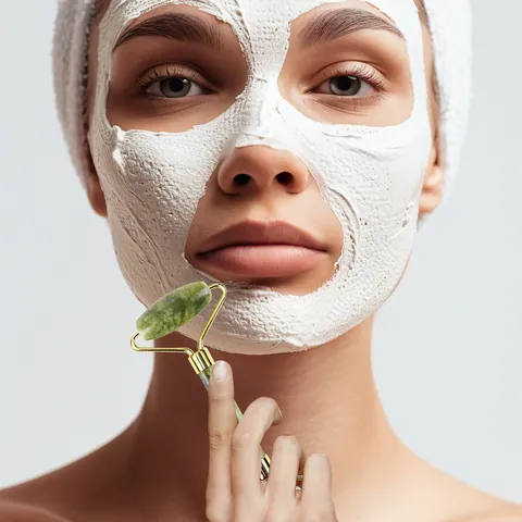 Set Massaggiatore Facciale In Giada Verde Naturale Rullo A Doppia Testa E Set Di Tavole Gua Sha A Forma Di Cuore Strumenti Di Bellezza
