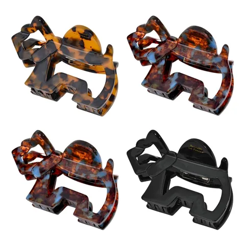 Fashion Acetate Hollow Dog Shape Hair Claw Clip French Style Tortoiseshell Black Colorful Shark Clip Hair Accessories For Women