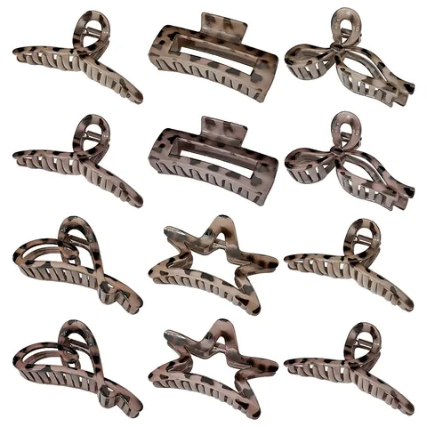 Leopardenmuster Acetatfaser Haarklammern Für Damen Vintage Schildpatt Herz Stern Geometrische Hohlhai-Clips Haarschmuck