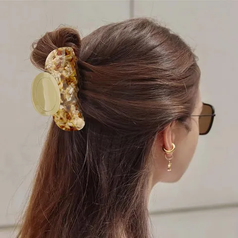 Fermaglio per Capelli a Semicerchio in Acetato per Donna Motivo Floreale a Quadri Pinza per Capelli Grande Antiscivolo