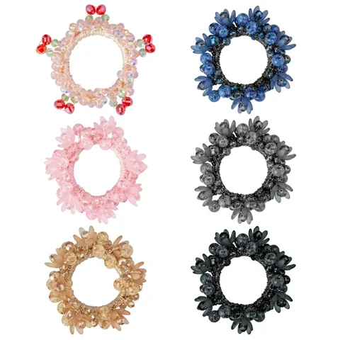 Rhinestone Artificial Pearl Elastic Hair Rope Flower Cherry Ponytail Holder For Women Sweet Korean Style Hair Ties Jewelry Headwear