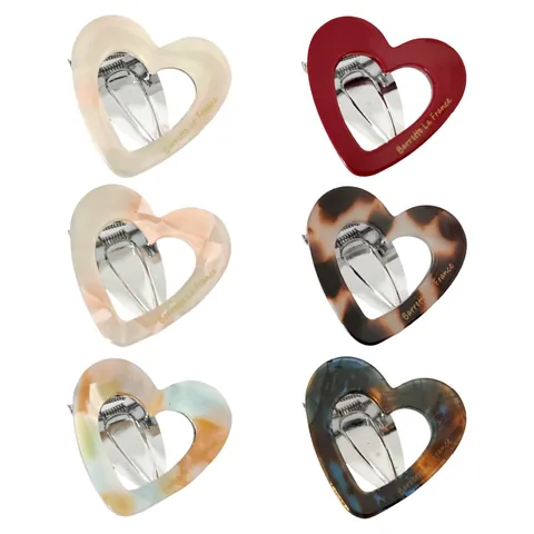 Fermaglio per Capelli a Cuore Vuoto da Donna Elegante Barretta in Metallo con Motivo Marmorizzato in Acetato Accessorio per Capelli in Stile Coreano