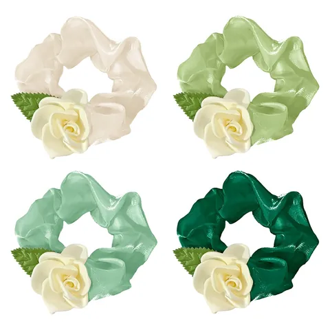 Elegante Elastico in Raso con Camelia Rosa Fiore Versatile Moda Stile Coreano Porta Coda di Cavallo per Donne Ragazze