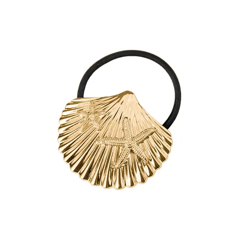 Élastique à Cheveux en Métal Doré Style Coréen avec Nœud Papillon et Cœur pour Femmes Filles Corde à Cheveux Noire Accessoire Coiffure