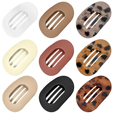 Minimalistische Grote Ovale Opengewerkte Haarklem Luipaardprint Mat Glanzend Haarklem Antislip Haaraccessoire Voor Dames Sieraden